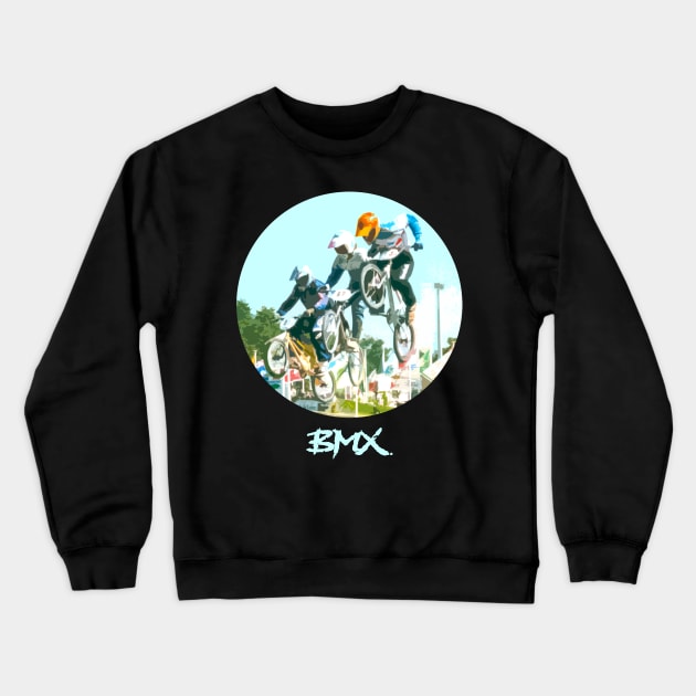 bmx race racing Crewneck Sweatshirt by rickylabellevie